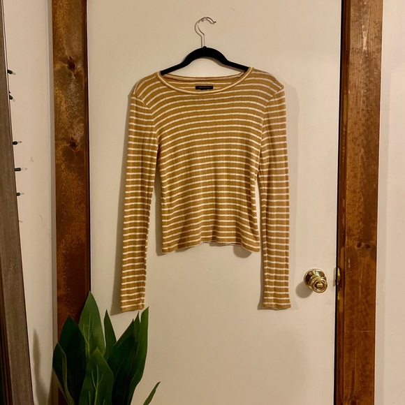 ☼ AEO Yellow Long Sleeve Striped Tee - Picture 2 of 6